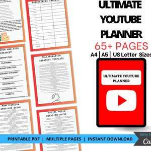 Youtube Planner | Youtube Content Planner | Social Media Planner | Social Media Planner Printable | Social Media Planner Template