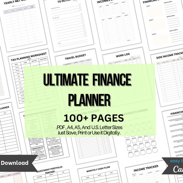 Budget Planner | Finance Template | Finance Tracker | Finance Planner Digital | Finance Planner Printable | Work Log | Printable Finance