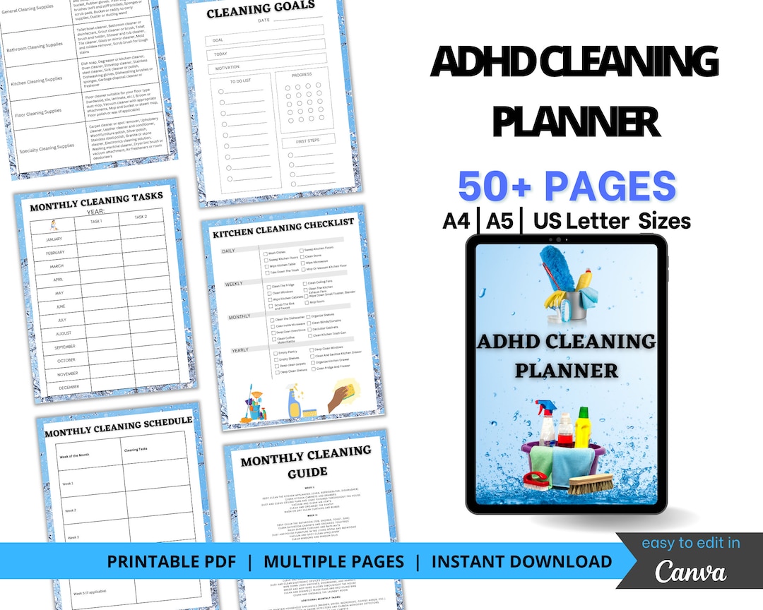 ADHD Cleaning Checklist | Weekly House Chores | Clean Home Routine ...