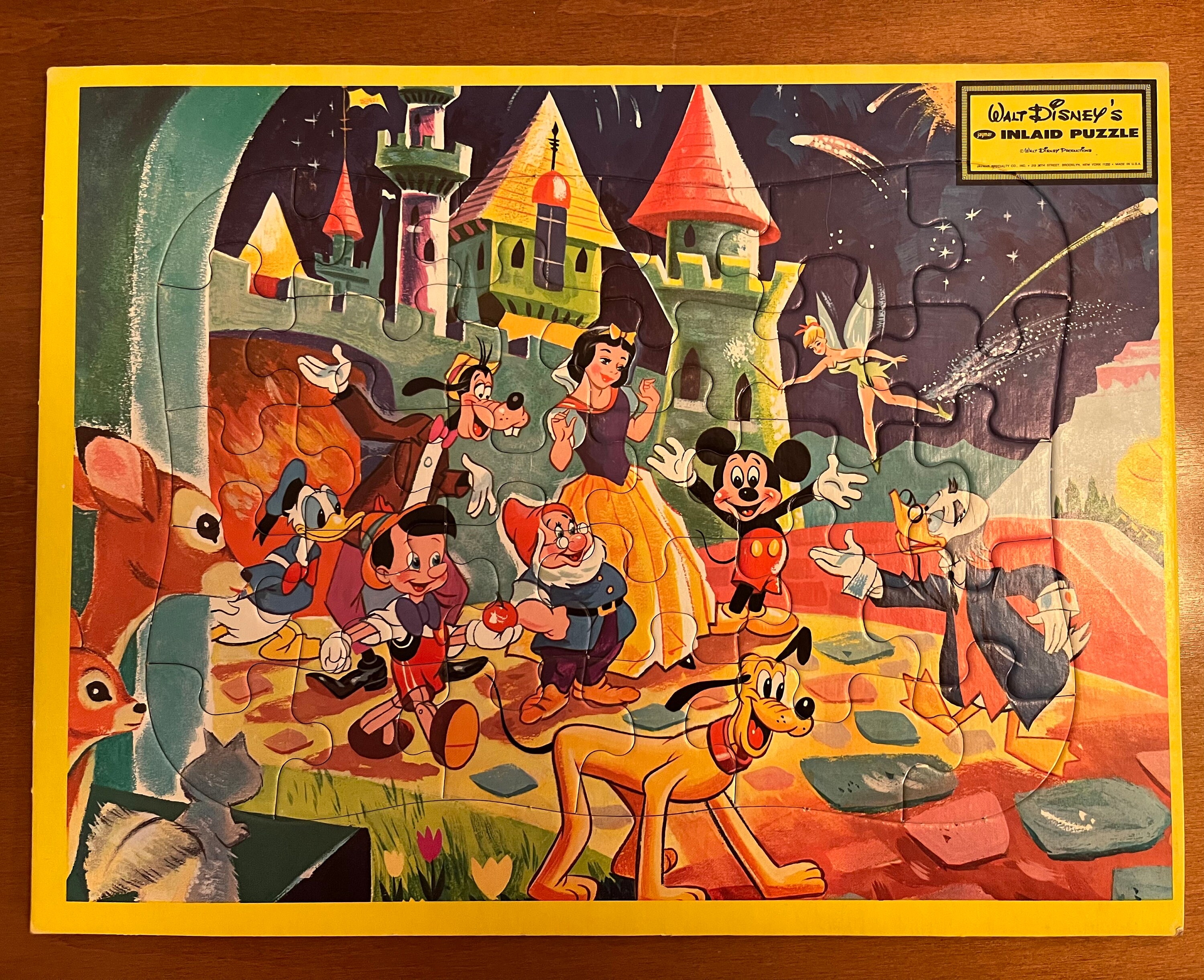 Puzzle ancien en bois Mickey Mouse Walt Disney Hape 20/20cm