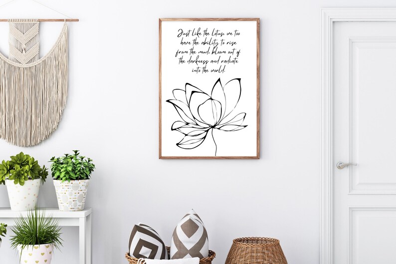 Lotus Flower Wall Art With Inspiring Buddha Quote, Lotus Quote With ...