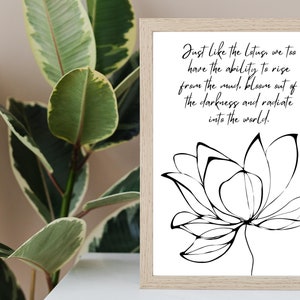 Lotus Flower Wall Art With Inspiring Buddha Quote, Lotus Quote With ...