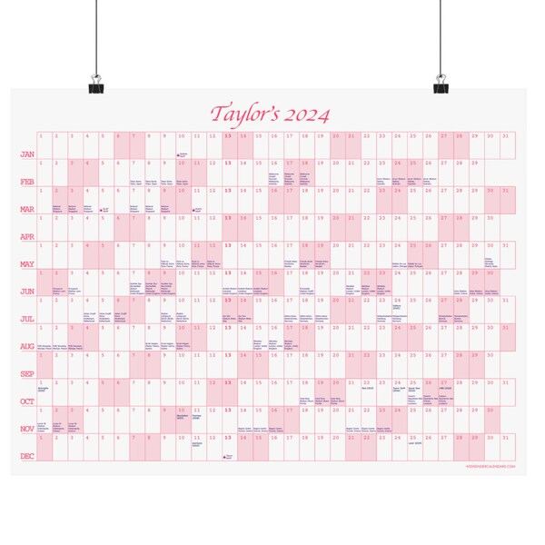 Taylor Swift2024 Wall Calendar Etsy