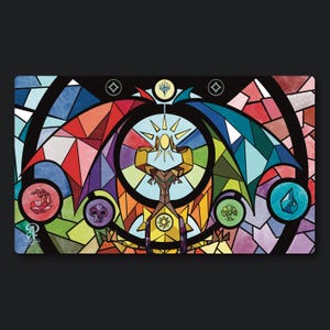 Dragon Stained Glass Tcg Spielmatte, 14"x24" - Schreibtischunterlage für Magic The Gathering
