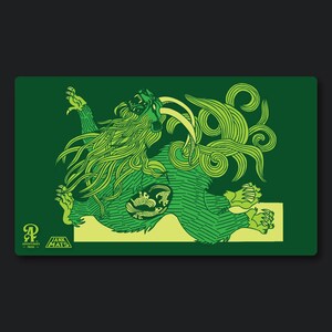 Tapete de juego Cat Beast TCG, 14" x 24" - Alfombrilla de escritorio para juegos Magic The Gathering
