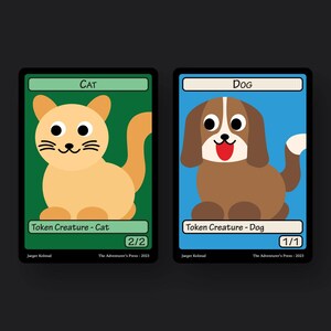 Pacote de Fichas de MTG com Arte Vetorial - Fichas de Cachorro e Gato: Pacote com 4 Fichas de Cachorro e Gato