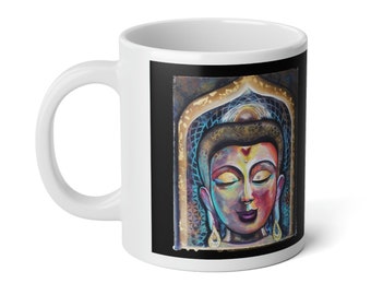 Goddess GIANT Artist Painted 20oz Mug - "Peace be with you today." Kuan Yin Female Buddha Zen Mamma Mugs n' Messages by Zan Kavanah