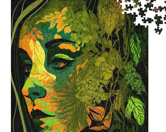 Abstract Botanical Jigsaw Puzzle 500pc, Plant Lady Flora Fauna Puzzle