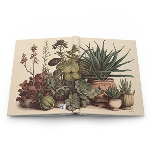 Vintage Succulent Collection Hardcover Journal, Botanical Notebook, Plant Lover Hardcover Field Notes