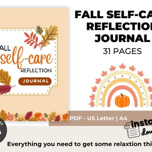 Printable Fall Journal for Self-Care | Seasonal Reflection & Gratitude Planner | Mindfulness Pages | A4 + US Letter PDF