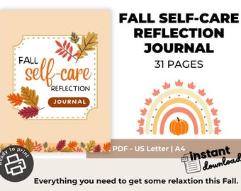 Printable Fall Journal for Self-Care | Seasonal Reflection & Gratitude Planner | Mindfulness Pages | A4 + US Letter PDF