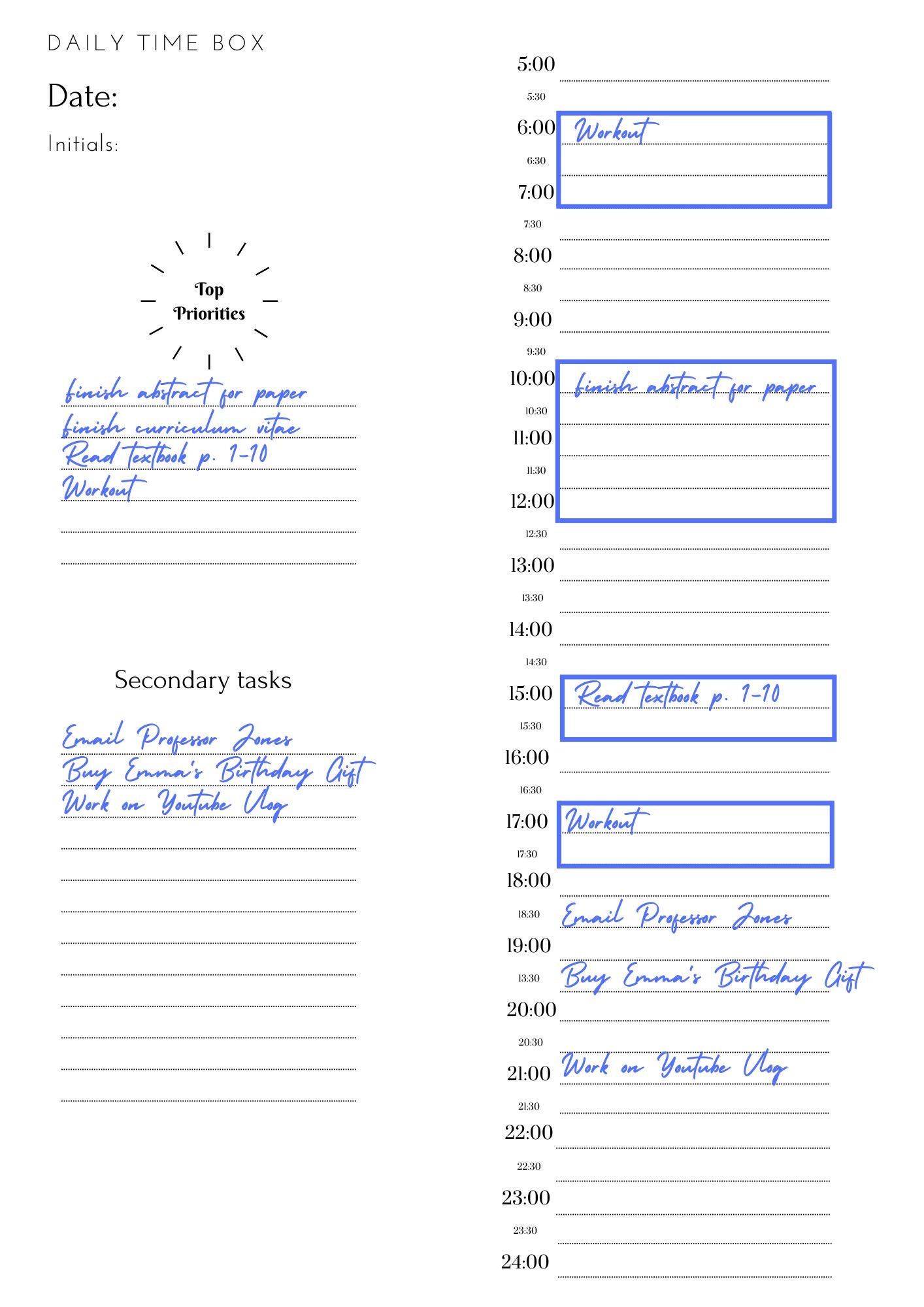 Minimalist Time Box Template - Etsy