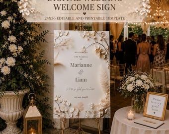 Boho Floral Wedding Welcome Sign • Editable Floral Template (Digital Download)