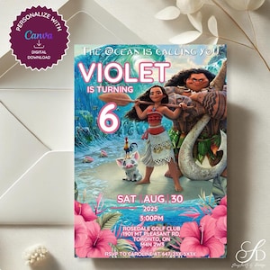 Moana Birthday Invitation: Tropical Ocean Party, 5x7 Printable Template (Digital Download)