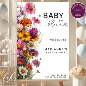 Wildflower Baby Shower Welcome Sign: Editable Floral Decor (Digital Download)