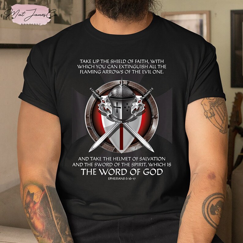 Armor of God Christian Bible Verse Tshirt, Ephesians Shirt, Knight