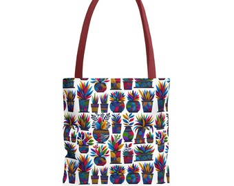 Plant Lover Tote Bag: Colorful Botanical Print Reusable Shopping Bag