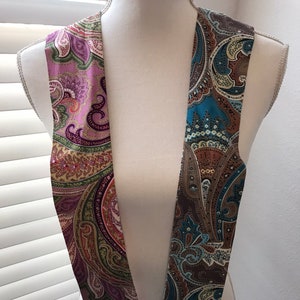 Echarpe / serre-tête motif cachemire rose ou bleu