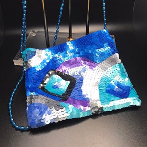 Moyna Vintage Blue Sequin Purse