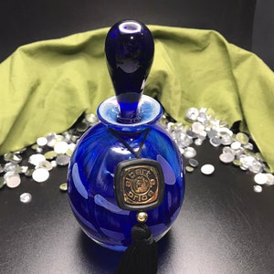 Cobalt Blue Swirl Vintage Empty Perfume Bottle