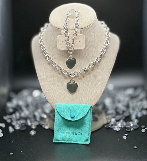 Tiffany and co heart necklace and bracelet set discount