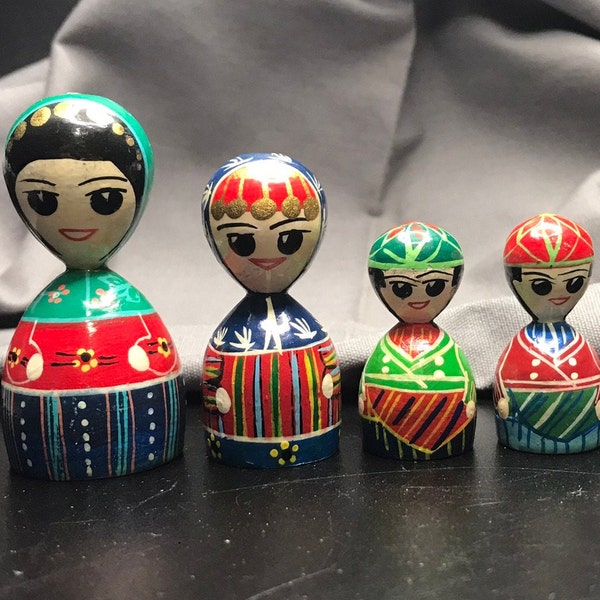 Cute tiny wooden hand painted dolls