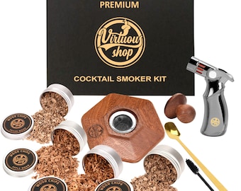 Cocktail Smoker Kit Torch w/ 4 Flavors Wood Chips for Whiskey & Bourbon Old Fashioned Smoke Infuser- Gift for Men, Dads, Husbands- No Butane