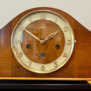 Vintage German Westminster Mantel Clock by Lebo – 5-Rod Copper Resonance Chimes, Fully Serviced