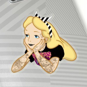 Alice Sticker, Stickers, Disney, Goth, Disney princess, Gothic, Punk, Tattooed Alice, Punk Disney, Goth Princess, Punk Princess