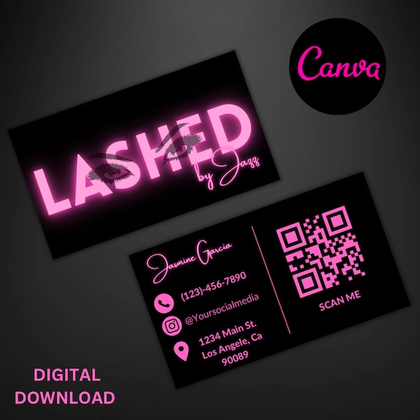Beauty Business Card Template, Professional Lash Tech Business card, DIY Business Card, Lash Templates, Lash Artist