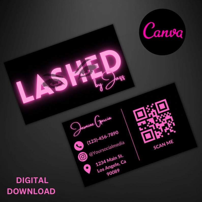Beauty Business Card Template, Professional Lash Tech Business Card