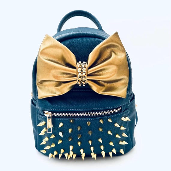 Blue Backpack Gold Bow With Spikes - Etsy display picture 1