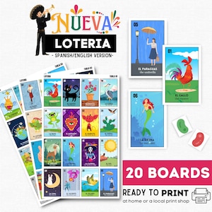 Nueva Loteria Mexicana, 20 Boards, New Mexican Loteria 2nd Edition, New Mexican Bingo Set, Cinco de Mayo, Mexican Theme Party, Printable