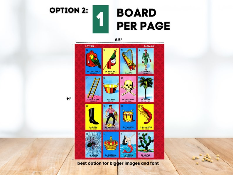 Printable Mexican Loteria Game, 100 Boards PDF, Classic Traditional ...