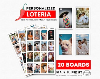 Personalisierte Loteria Spiel, benutzerdefinierte Bingo Boards, Jedes Event, 20 druckbare Karten (PDF Download)
