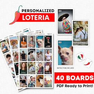 Personalized Loteria, Loteria Personalizada, Custom Made Bingo, 40 Boards, Up to 56 Images, PDF Ready to Print, Custom Loteria Any Event!