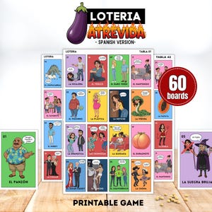 Loteria Chistosa, Funny Mexican Humor Bingo Game, Adult Party Game, 60 Printable Boards