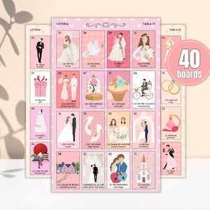 Rosa Brautparty Loteria, Junggesellinnenparty Bingo Spiel, 40 Bretter