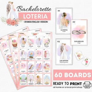 Lotería de Despedida de Soltera, Lotería Despedida de Soltera, 60 Cartones, 54 Cartones, Bingo de Despedida de Soltera, Tarjetas de Diseño para Bodas, Despedida de Soltera