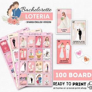 Bachelorette Loteria, Loteria Despedida de Soltera, 100 Boards, Bridal Bingo, Wedding Event, Bridal Shower, Bachelorette Party, Printable