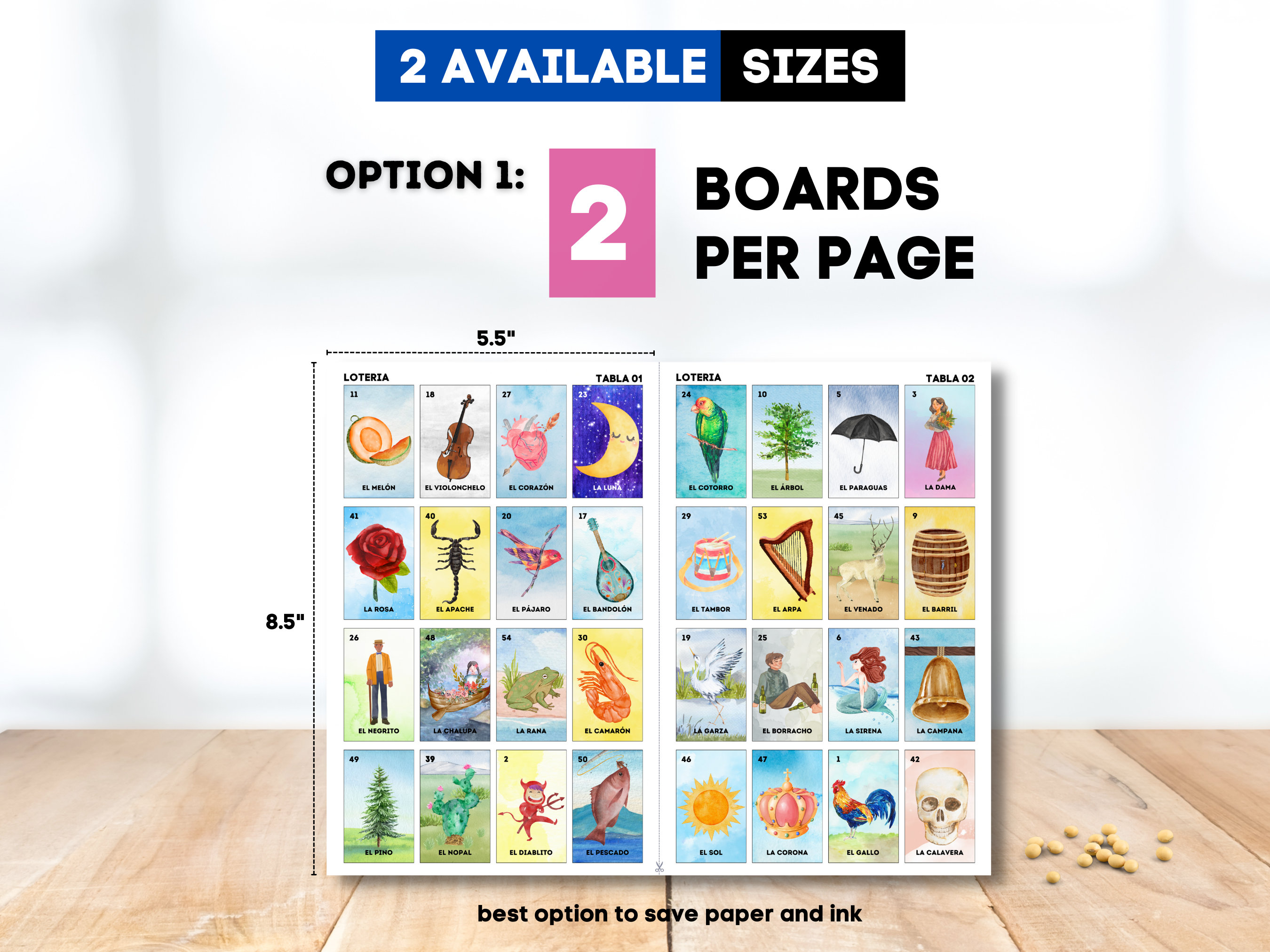 Printable Mexican Loteria Game, 40 CARDS PDF Watercolor Classic Edition ...