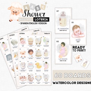 Loteria para chá de bebê branco, 60 tabuleiros, 54 cartas, fichas, bingo para chá de bebê branco, festa de revelação do sexo do bebê, loteria bege, download instantâneo!
