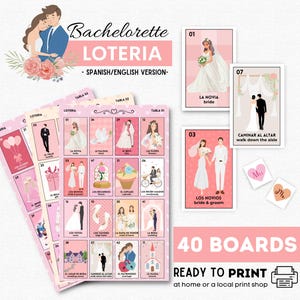 Bachelorette Loteria: 40 Boards, Despedida de Soltera Bingo, Bridal Shower (PDF Download)