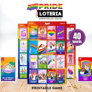Pride Loteria, LGBTQ Bingo Rainbow Pride Party Game, Gay Activity Printable, 40 Boards