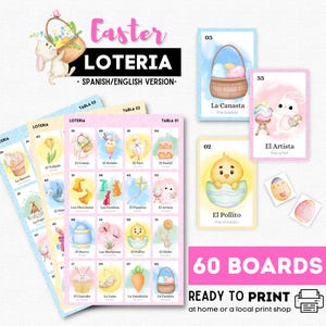 Loteria de Pascua, Loteria de Pascua, Día de La Coneja, 60 Tableros, Fiesta de Búsqueda de Huevos de Pascua, Recaudación de Fondos de Pascua, Juego de Fiesta de Pascua para Canasta