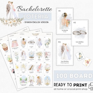 Bachelorette Loteria, Loteria Despedida de Soltera, 100 planches, Shower nuptiale, EVJF, Bingo, Design de cartes de mariage EVJF