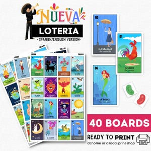 Nueva Loteria Mexicana, 40 Boards, New Mexican Loteria 2nd Edition, New Mexican Bingo Set, Cinco de Mayo, Mexican Theme Party, Printable