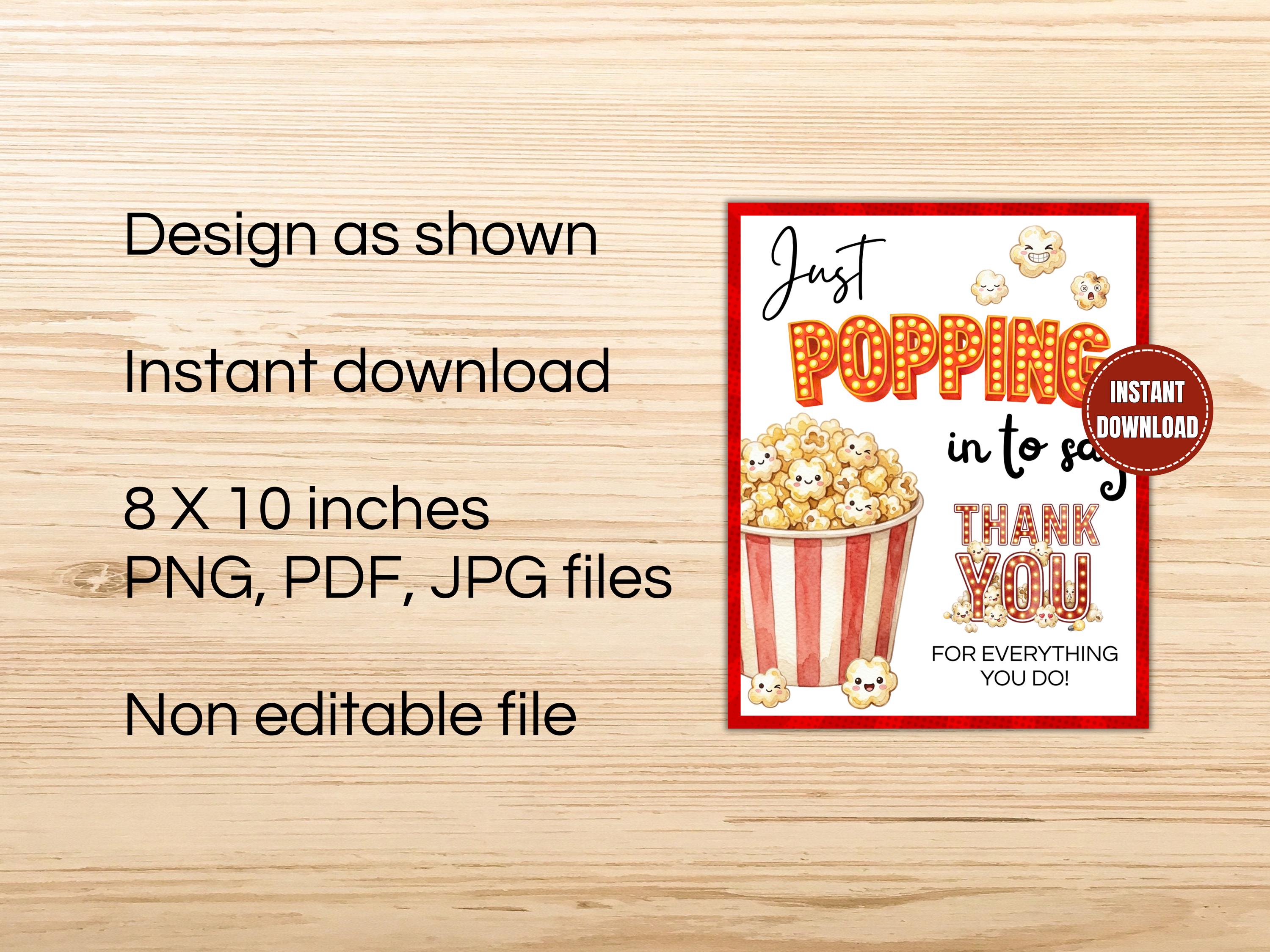 Popcorn Appreciation Sign • Teacher Staff Appreciation Week • Thank You ...