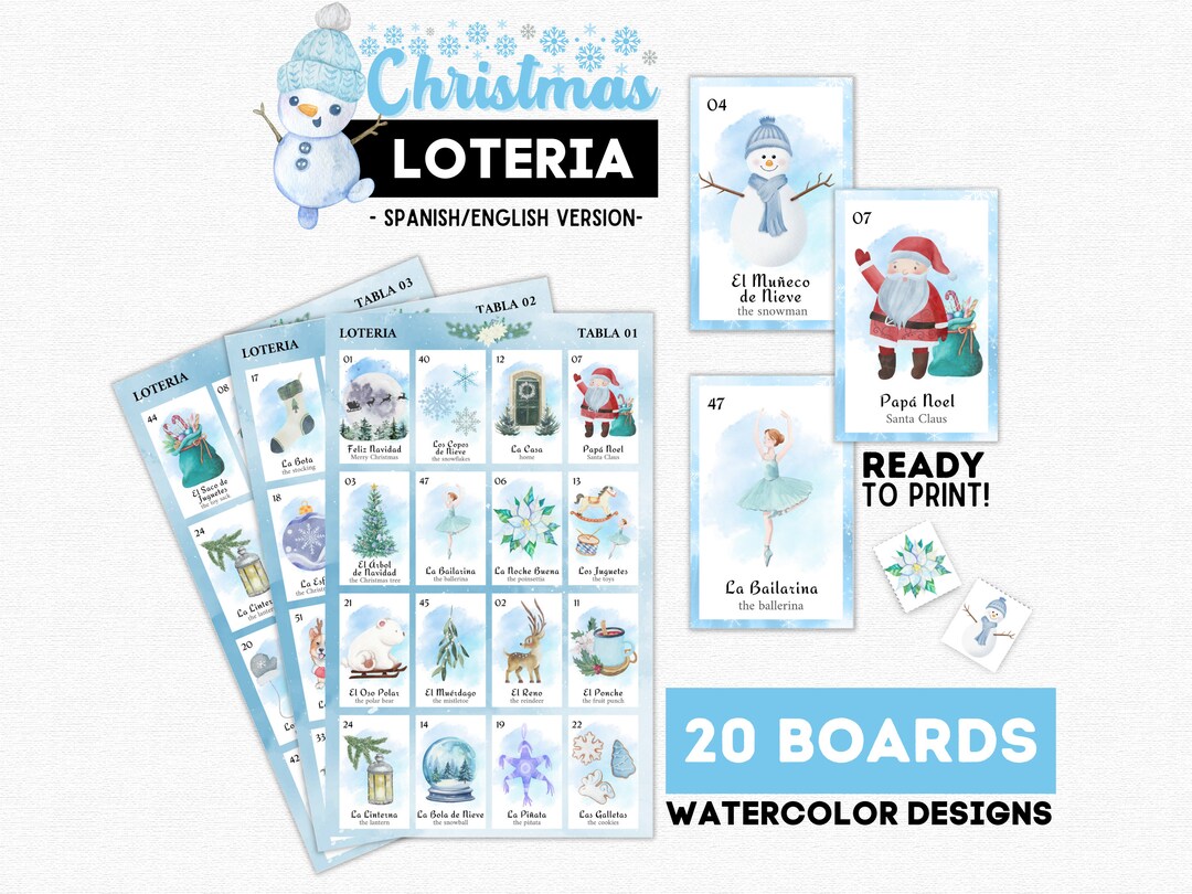 Christmas Loteria, Loteria Navideña, Christmas Bingo, Blue Theme ...