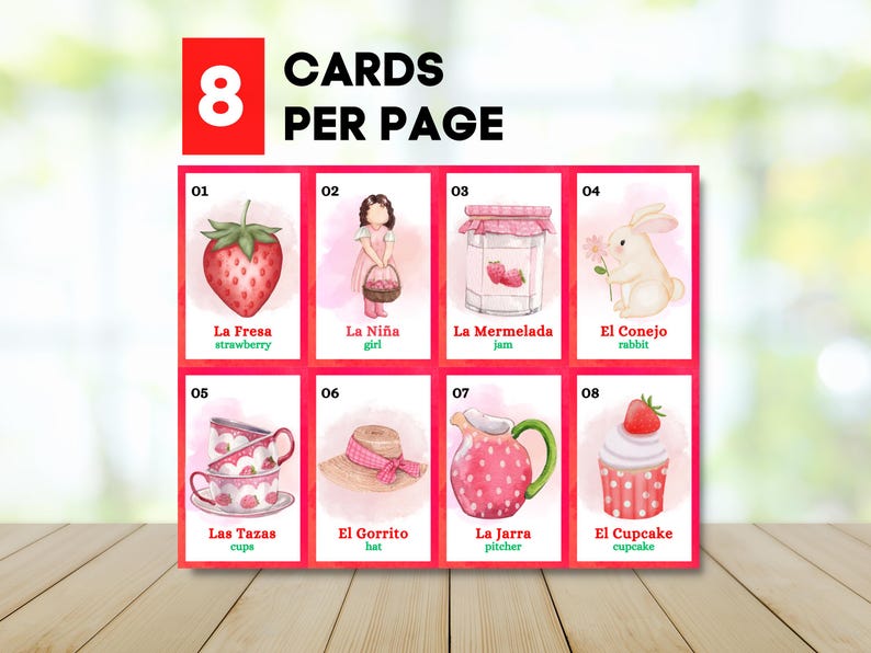 Bilingual Strawberry Birthday Loteria, Berry First Party Bingo Game, Tea Party Activity, 40 Boards image 3